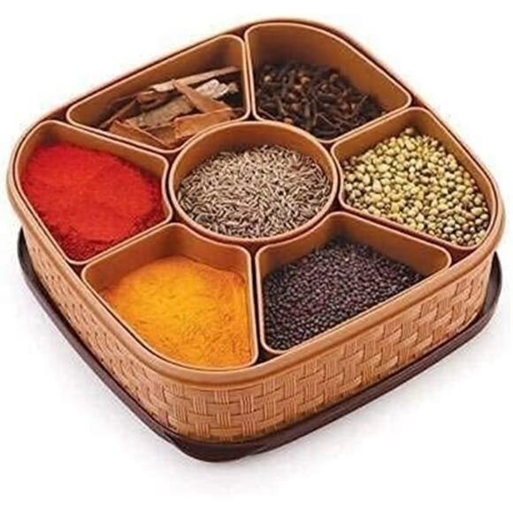 Plastic masala spice box with 7 compartments dry fruit container kitchen storage - Picture 4 of 8